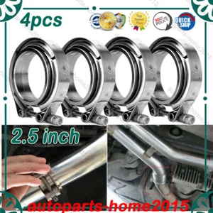 4x 2.5" 64mm V-Band Vband Clamp Flange turbo exhaust Exhaust Clamp Kit Stainless - Picture 1 of 6