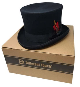 Mad Hatter Gentlemen 6.5" Tall Men's Steampunk Wool Top Hat - Picture 1 of 5