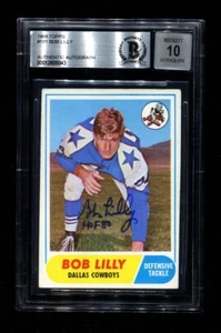 1968 TOPPS BOB LILLY SIGNED AUTOGRPAH #181 COWBOYS HOF '80 BAS 10 GEM MINT AUTO! - Picture 1 of 2