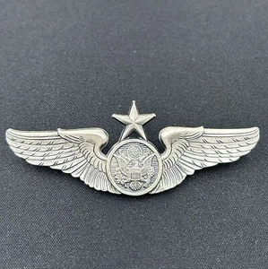 VTG USAF Sterling .925 Military Senior Enlisted Aircrew Wings Pin Brooch 3in - Picture 1 of 2