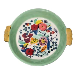 Plato para pastel Anthropologie Milton - pintado a mano, floral, arándanos - Imagen 1 de 9