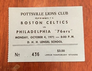 Vintage 1971 BOSTON CELTICS @ PHILA 76ERS EXHIBITION TICKET- 10 HoF PLAYERS - Picture 1 of 4