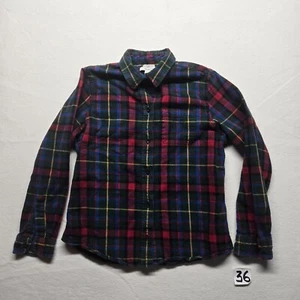 LL Bean Plaid Flannel Button Up Shirt 100% Cotton Outdoors Kids Youth Boys XS - Picture 1 of 8