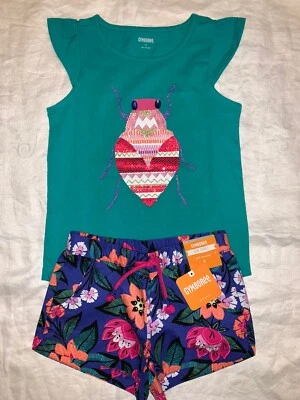Camiseta Gymboree Jungle Brights verde besouro floral shorts sol roupa nova com etiquetas - Tamanho 5 - Imagem 1 de 4