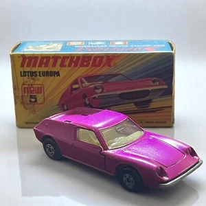 Vintage Matchbox Superfast No.5 Lotus Europa Metallic Pink w/Box Made in England - Picture 1 of 13