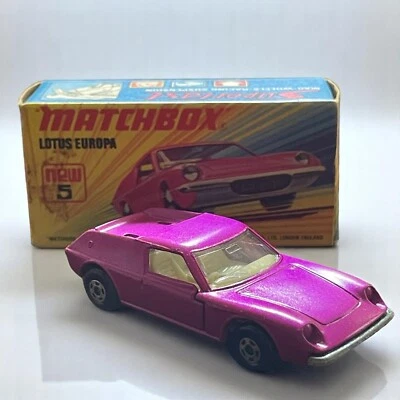 Vintage Matchbox Superfast No.5 Lotus Europa Metallic Pink w/Box Made in England - Image 1 of 4