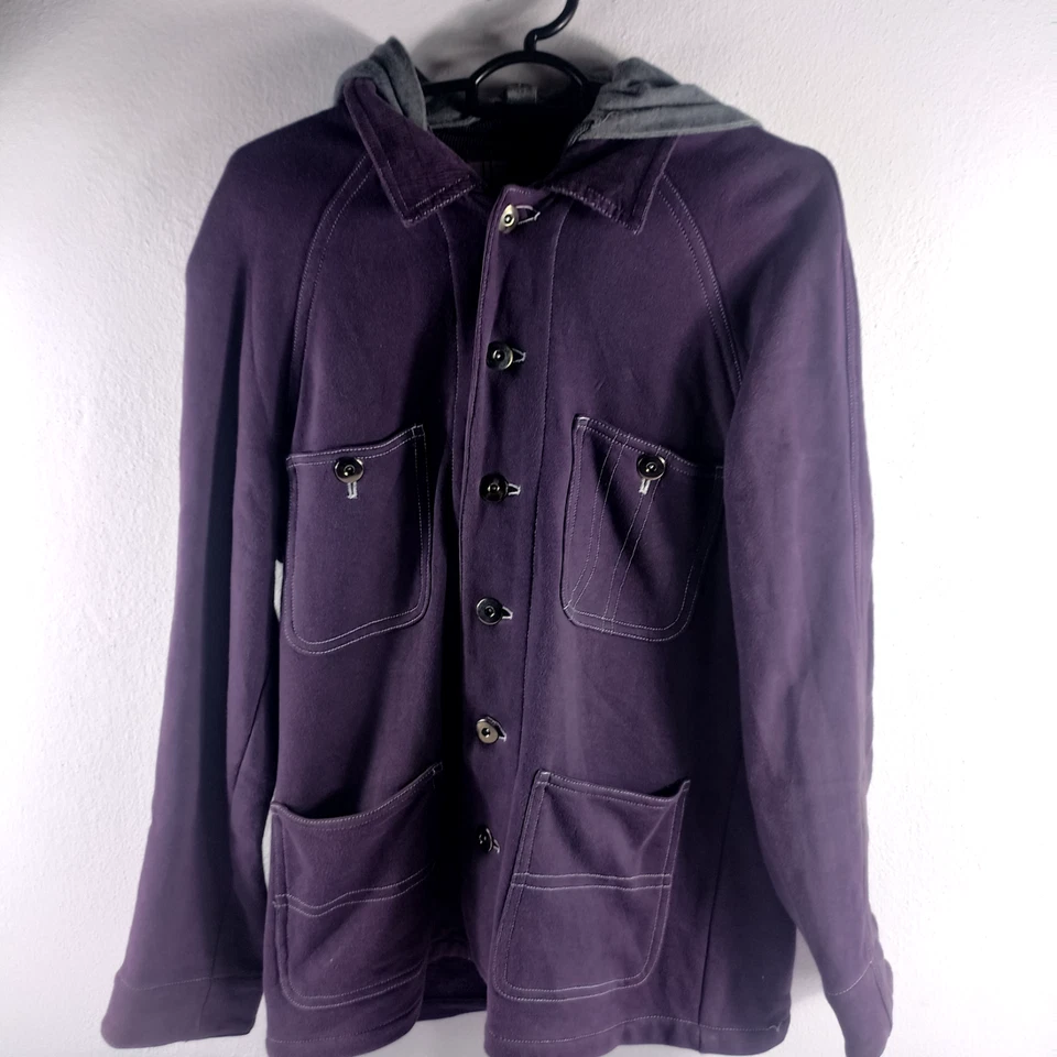 Completed design indigo denim Jacket Tuck Away Hood - Image 1 of 4