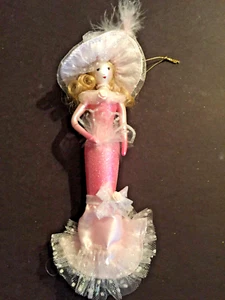 De Carlini Dame mit ausgefallenem Hut, Kleid und Fächer - Glasornament - Bild 1 von 2