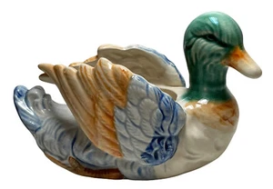 Vintage Planter Mallard Duck 1945-52 Hand Painted 6" Ceramic Made Occupied Japan - Picture 1 of 8