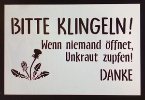 Shabby Chic Schablone KreideFarbe f.Klingel Schild Spruch Garten Unkraut Blumen - Bild 1 von 12