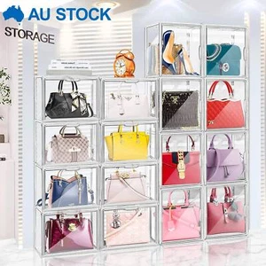 10PCS Premium Transparent Stackable Display Case Boxes Storage Sneaker Shoes Box - Picture 1 of 17