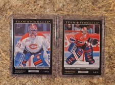 (2) Patrick Roy 1993-94 Score Team Pinnacle card #1 Ed Belfour HOF US & Canadian