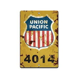 TIN SIGN Rail Road Union Pacific Station Tracks Street Crossing Shop Garage - Picture 1 of 4