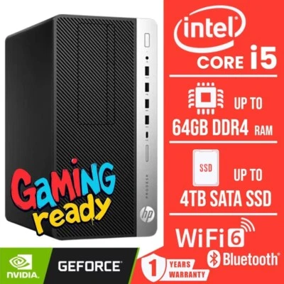 GAMING READY HP Desktop Computer MT i5 GT630 up 64GB RAM 2TB SSD Win10 WIFI6 BT - Image 1 of 4