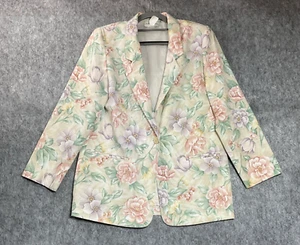 Vintage Blazer Jacke Damen mittel hellbraun Blumen Taschen Oversized romantisch Landhaus - Bild 1 von 10
