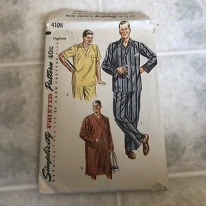 1952 SIMPLICITY #4108-MEN'S KNEE LENGTH NIGHTSHIRT & PAJAMAS PATTERN medium FF - Picture 1 of 3