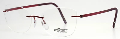 SILHOUETTE 5567 MA 3040 Red Womens Cat Eye Rimless Eyeglasses 51-15-135 B:37 - Image 1 of 4