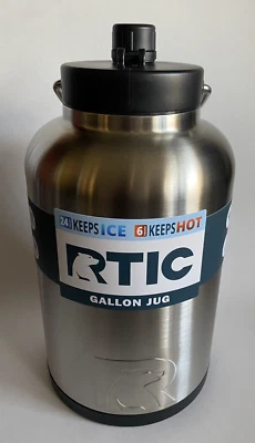 Jarra de agua RTIC® 1 galón botella aislada vaso de acero inoxidable Rambler plateado Foto 1 de 4