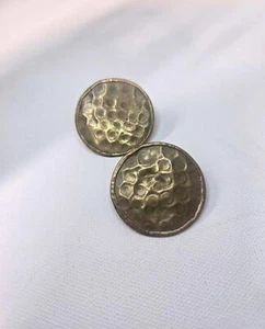 Vintage Brass Hammered Statement Clip Earrings - Picture 1 of 3