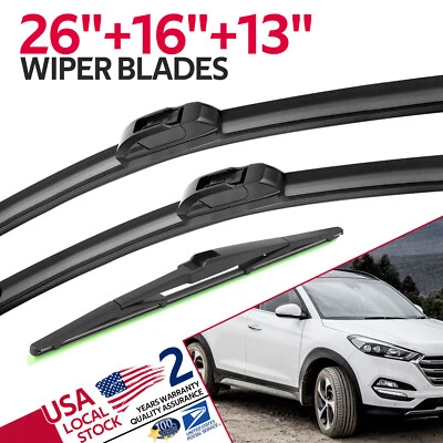 Front + Rear Wiper Blades Set fit Hyundai Tucson 2015-2020 Windshield Windscreen - Изображение 1 из 4