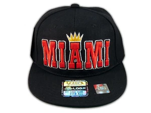 Miami Snapback Black Baseball Adjustable Hat Cap Flat Bill - Picture 1 of 4