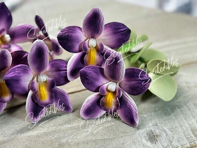 Pasta de goma Dendrobium Azúcar Orquídea Singapur Orquídea 1 flor PÚRPURA REAL Fondant Foto 1 de 3