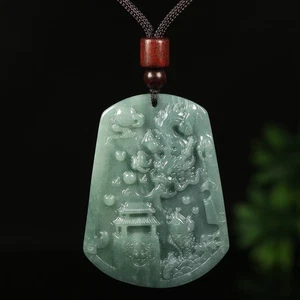 Certified Grade A Green 100% Natural Jadeite Jade Pendant Dragon Fish Gate 00258 - Picture 1 of 9