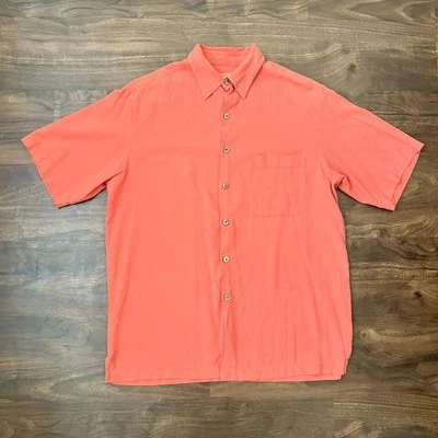 Caribbean Shirt Hawaiian Pineapple Coral Collared Button-Up Pocket Silk Men’s M Foto 1 de 4