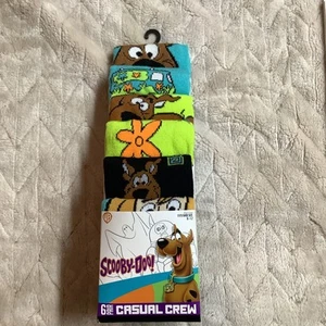 Scooby Doo NUOVO Calzini Uomo Casual Crew 6 Paia Scarpa Taglia 8-12 Warner Bros - Foto 1 di 2