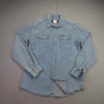 Wrangler Western Shirt Boys Youth XL 14-16 Light Wash Denim Pearl Snap Cowboy - Image 1 of 4