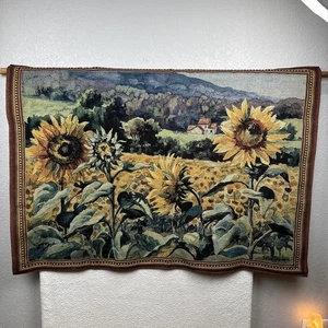 VTG  Sunflower French Countryside Wall Hanging Tapestry 36x52" Erin Dertner - Picture 1 of 20