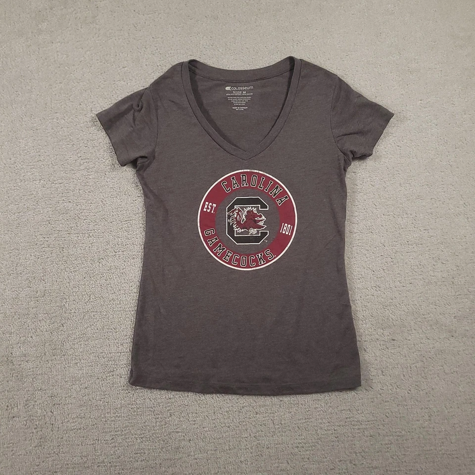 South Carolina Gamecocks Shirt Womens Medium Gray NCAA Football V Neck Graphic - Image 1 of 4