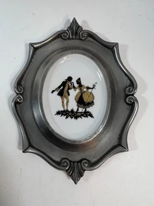 Targa tedesca vintage Schwarzenhammer porcellana peltro coppia vittoriana - Foto 1 di 10