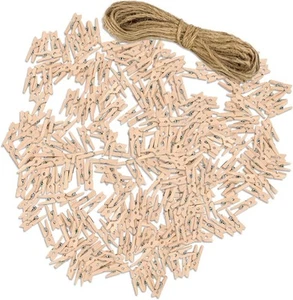 Mini Wooden Clothes Pins, 200 Pack, 1 Inch, Natural Birchwood Craft - Picture 1 of 9