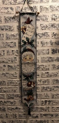 Tapestry Christmas List Santa Bell Pull Wall Hanging Holiday Winter Decor 43” L - Image 1 of 4
