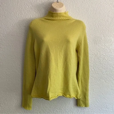 Suéter Burberry Amarillo Extra Fino Lana Merino Cuello Simulado Acanalado GRANDE Dañado Foto 1 de 4