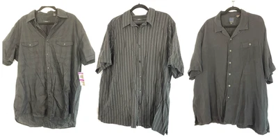 3 Men's XXL Short Sleeve Button Shirts Axis Silk Alfani Modal Cotton Black 1 NWT - Image 1 of 4