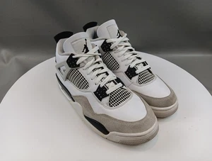 Air Jordan 4 Retro Sneakers Men's Size 10.5 White Leather Military DH6927 111 - Picture 1 of 24