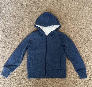 Old Navy Boys Blue Hooded Sherpa Lined Zip Up Jacket W/Pockets Size M (8) - Picture 1 of 6