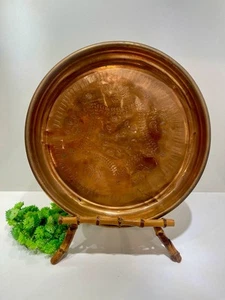 Vtg Arabic Turkish Moroccan Engraved Tray Plate Platter 11.25” Heavy Copper - Picture 1 of 11