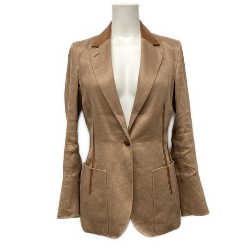 HERMÈS Autore HERMES Giacca donna marrone chiaro [tessuto esterno] lino canapa
