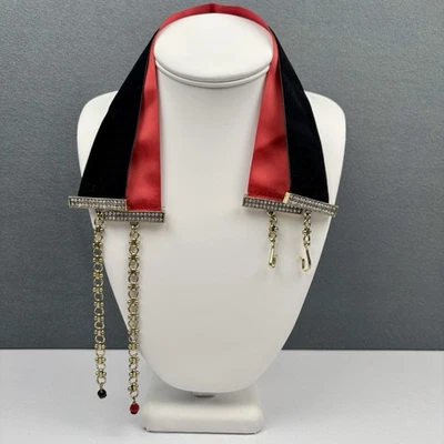 Heidi Daus "Tools of the Trade" Set of 2 16" Ribbon Necklaces Red & Black - Image 1 of 4