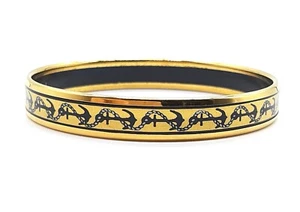 Hermes bangle enamel PM Anchor and chain pattern Gold and Yellow - Picture 1 of 15
