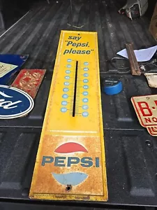 Vintage 1965 Pepsi-Cola Soda Pop Metall Thermometer Schild - Bild 1 von 5