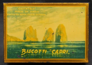 Antica Rara Scatola Latta Pubblicità Promozionale Biscotti "Capri" - Roma - Picture 1 of 10