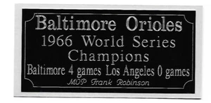 1966 Baltimore Orioles World Series Champions Gravur, Namensschild - Bild 1 von 2