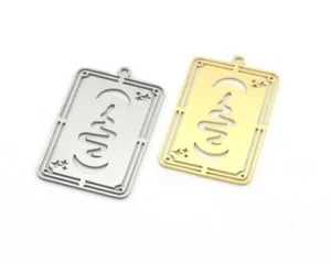 Snake Sun Star Crescent Moon Charms Pendant Raw Brass, Stainless Steel 32mm 4612 - Imagen 1 de 2