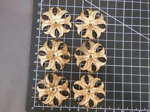 Fern Fronds w/center hole (x6) hollow Brass stamping jewelry finding (osb012) - Picture 1 of 3