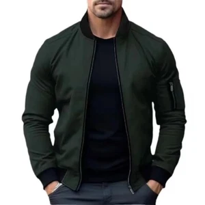 Giacche Uomo Tinta Unita Business Uomo Cappotti Giacca a Vento Cerniera Streetwear Top - Foto 1 di 24