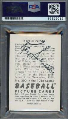 Ken Silvestri PSA DNA Signed 1952 Bowman 1987 Reprint Autograph - Image 1 of 2